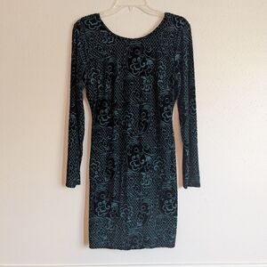 Guess Black and Teal Long Sleeve Dress